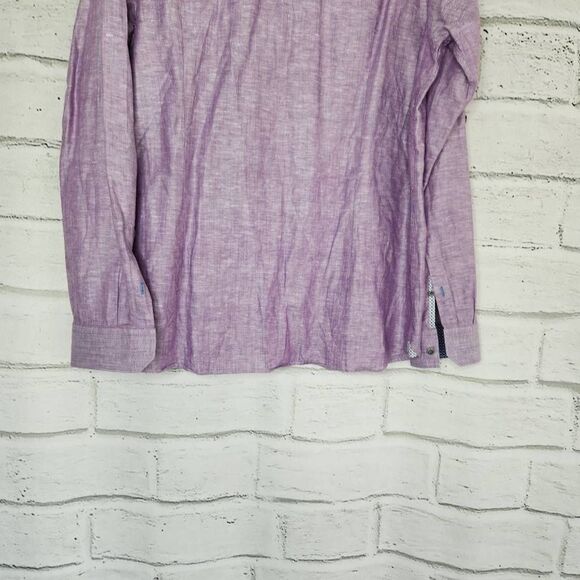 Ted Baker London Linen Blend Longsleeve Button Down Shirt Purple Size 5 XL - Picture 9 of 11